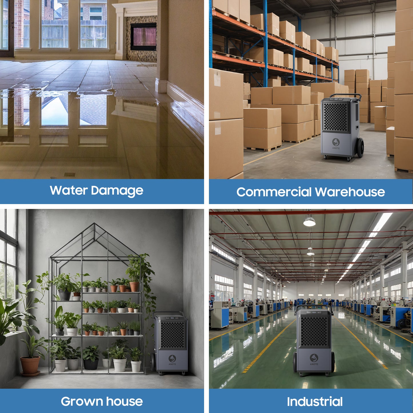 305 Pint Commercial Dehumidifier with Pump for Basements.9000 sq.ft Large Commercial-Grade Dehumidifiers with Drain Hose for Industrial Spaces,Job Sites