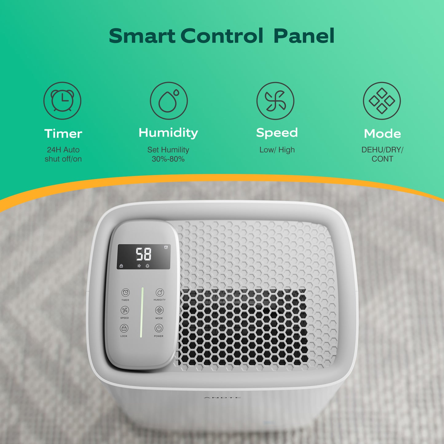ANDTE 52 Pints Home Dehumidifier for 4500 Sq.Ft Most Efficient Energy Star 2024 Dehumidifier, for Basement and Home, Large Room Dehumidifiers with Drain Hose & Water Tank, 24H Timer, Auto Defrost, Dry Clothes