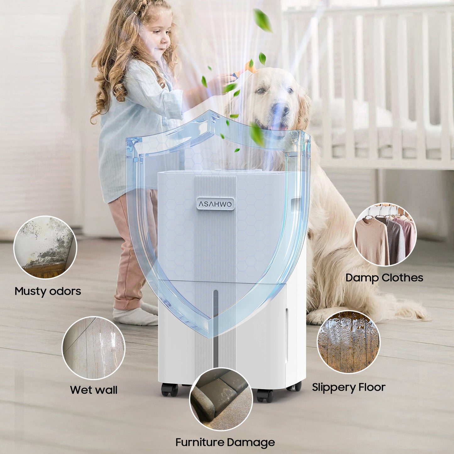 1600 Sq.ft Dehumidifier for Home, 21 Pints Dehumidifier for Basement with Drain Hose, Quiet Dehumidifiers Smart Humidity Control, 24H Timer, 3 Modes, Portable for Bedroom,Bathroom