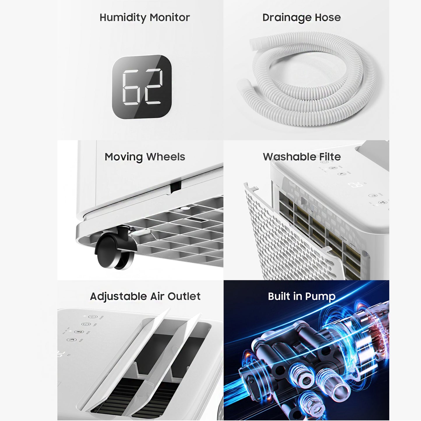 150 Pints Dehumidifiers with Pump with Drainage Hose for Home Large Room for Bathroom for Basement Covers up to 8000 Sq.Ft