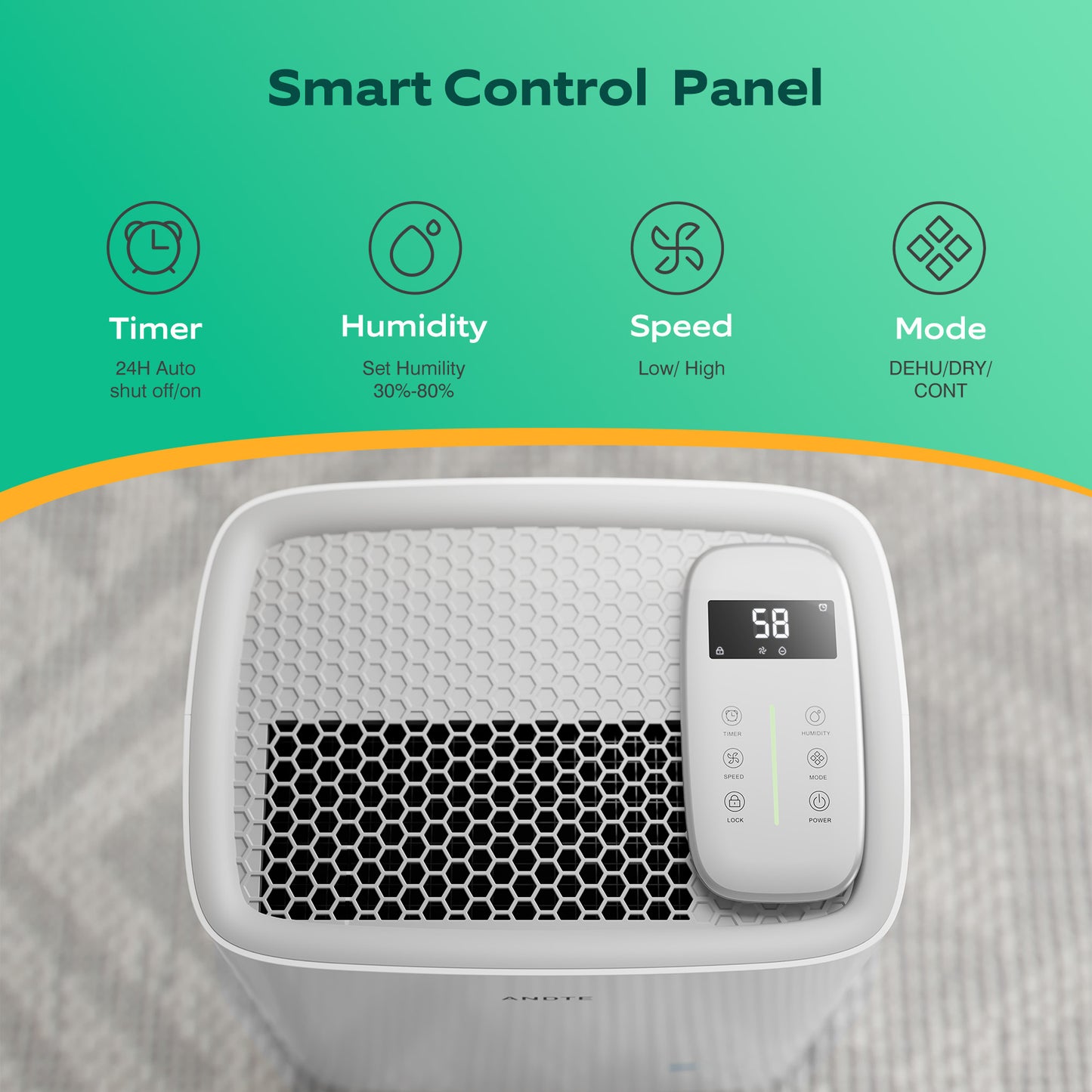 80 Pints Energy Star Home Dehumidifier control panel