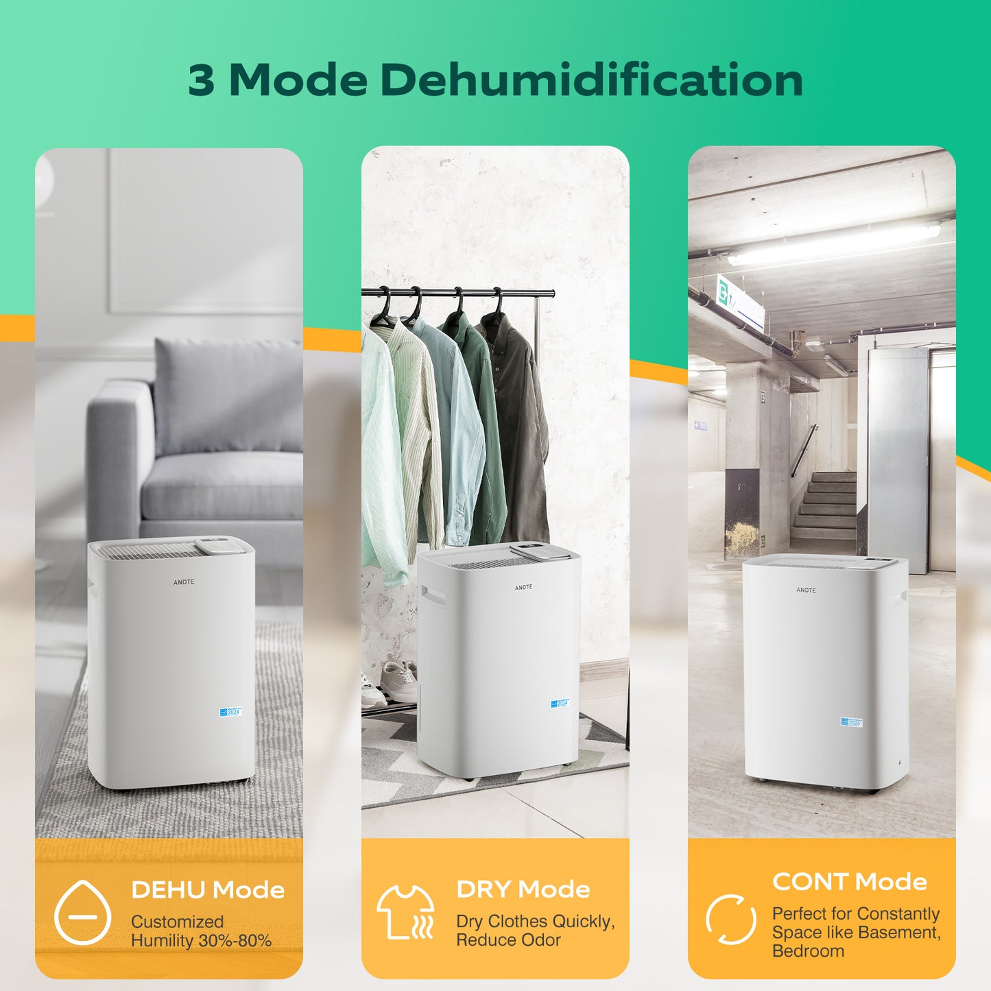 80 Pints Energy Star Home Dehumidifier 3 mode