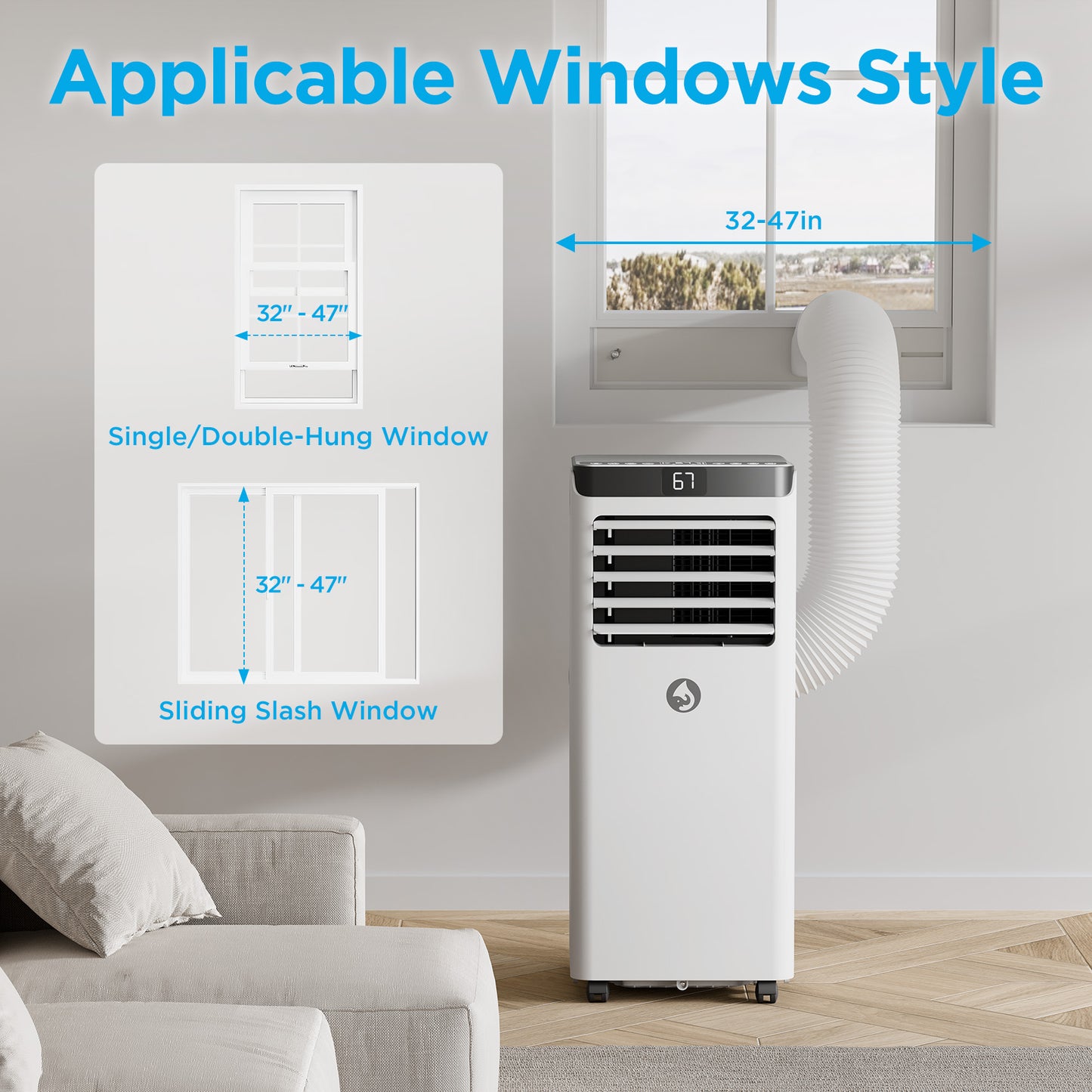 ANDTE 8,000 BTU 120V Portable Air Conditioner with Comfort Sense Remote, Cools up to 300 Sq.ft