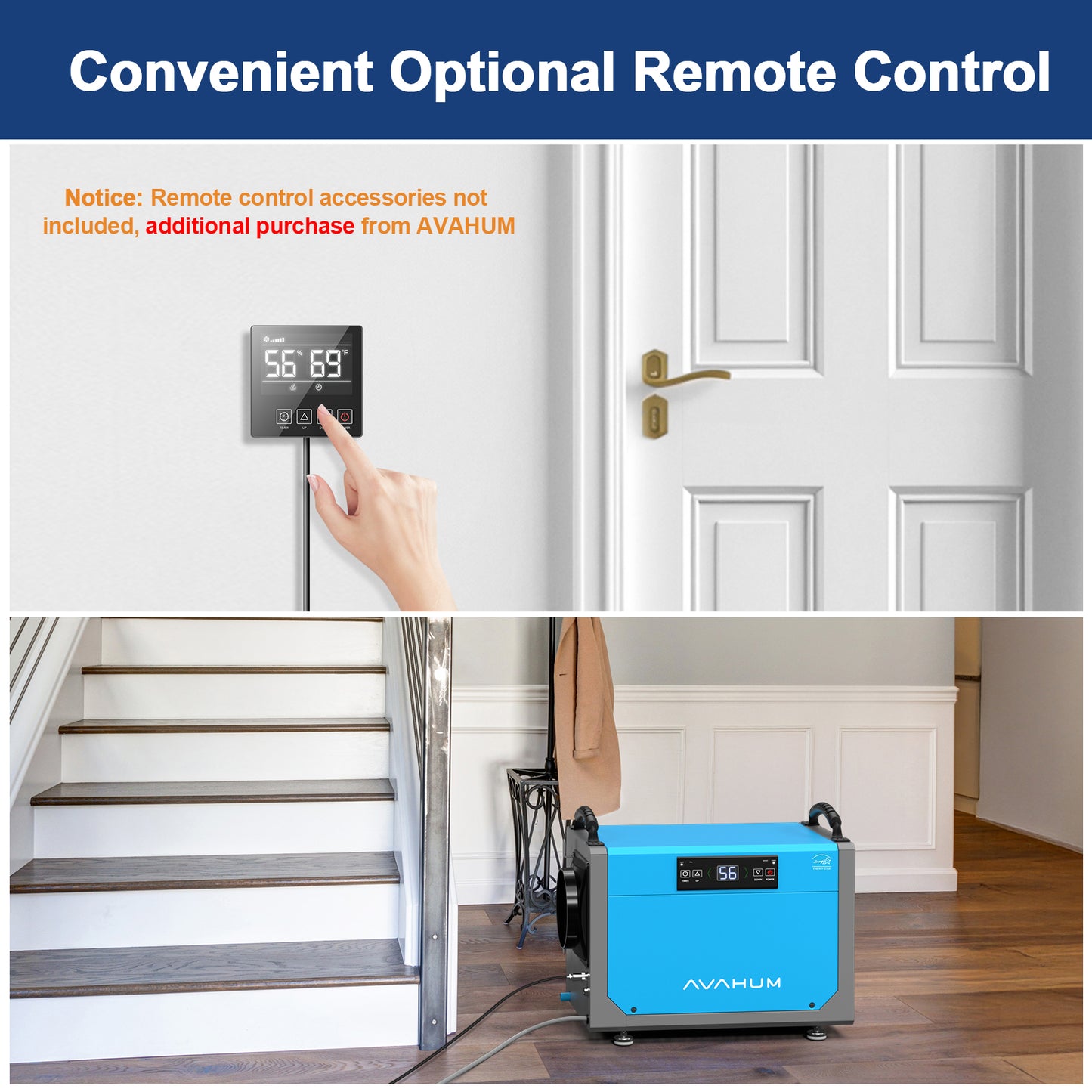AVAHUM 113 Pints Crawl Space Dehumidifier for Basements remote control