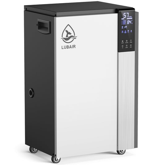 LUBAIR 190 Pints Commercial Dehumidifier with 23.7 Gal Water Tank, Size for 7000 sq.ft