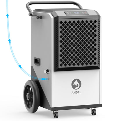 ANDTE 250 Pints Commercial Dehumidifier with Pump, Industrial Dehumidifier for Basements, Garages, and Flood Restoration, 5 Years Warranty