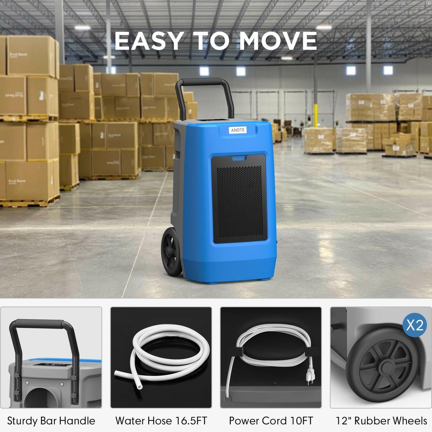 ANDTE 190 Pints Commercial Dehumidifier with Pump structure
