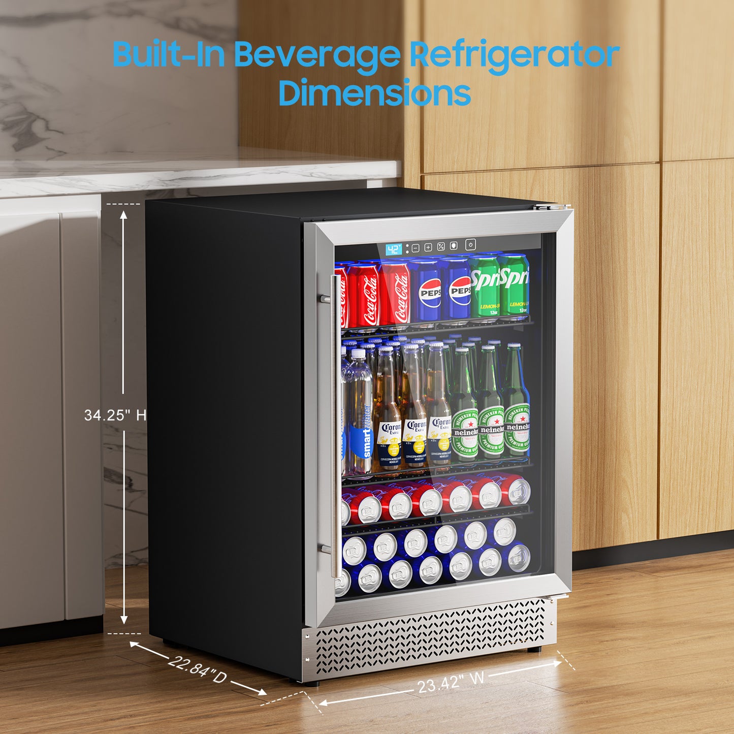 4.9 Cu.ft Beverage Refrigerator and Cooler, 200 Can Mini fridge with Glass Door for Soda Beer Wine, Small Drink Dispenser with Digital Adjustable Thermostat for Home Office Bar