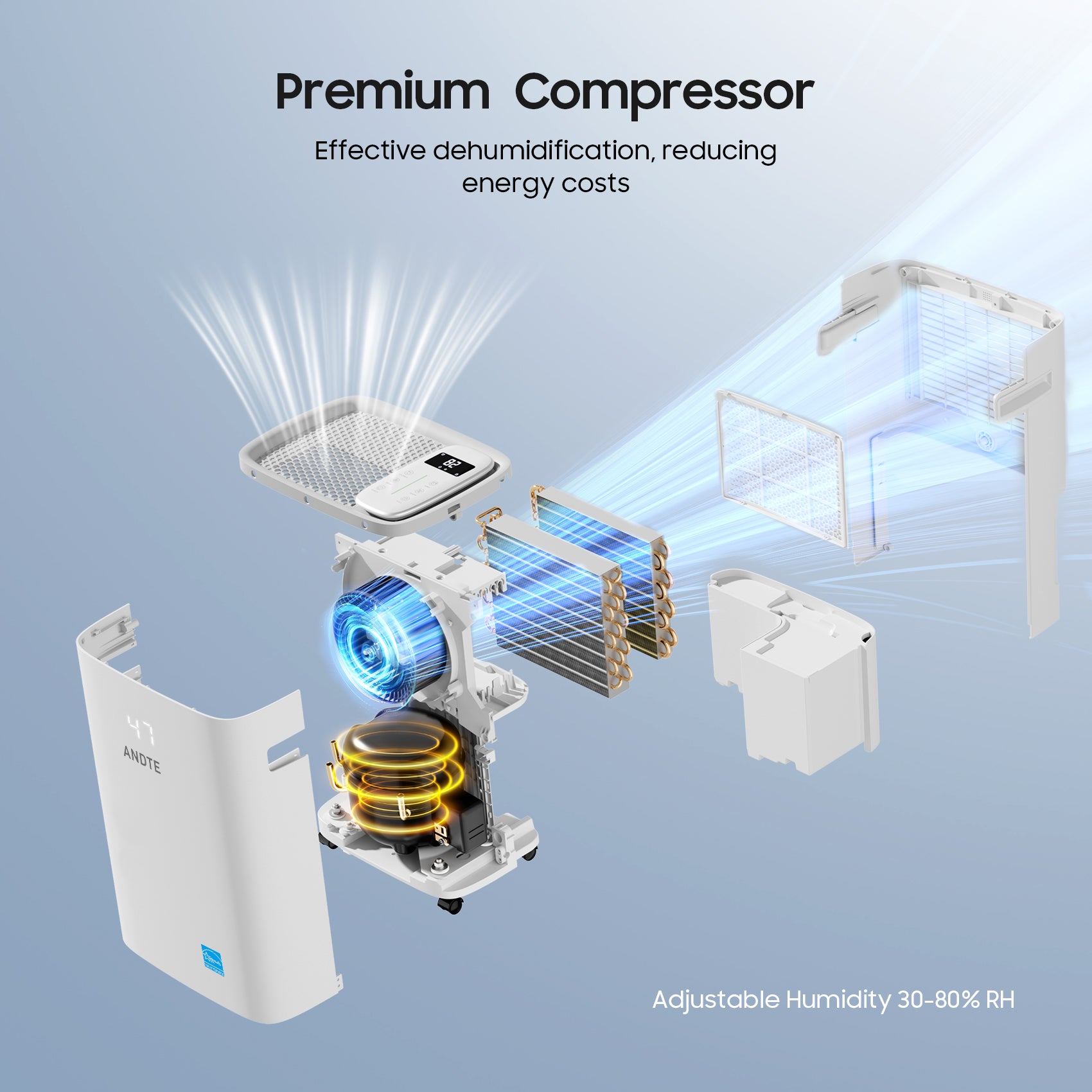 PD120K_ANDTE 120 Pints Dehumidifier for Basement and Home premium compressor