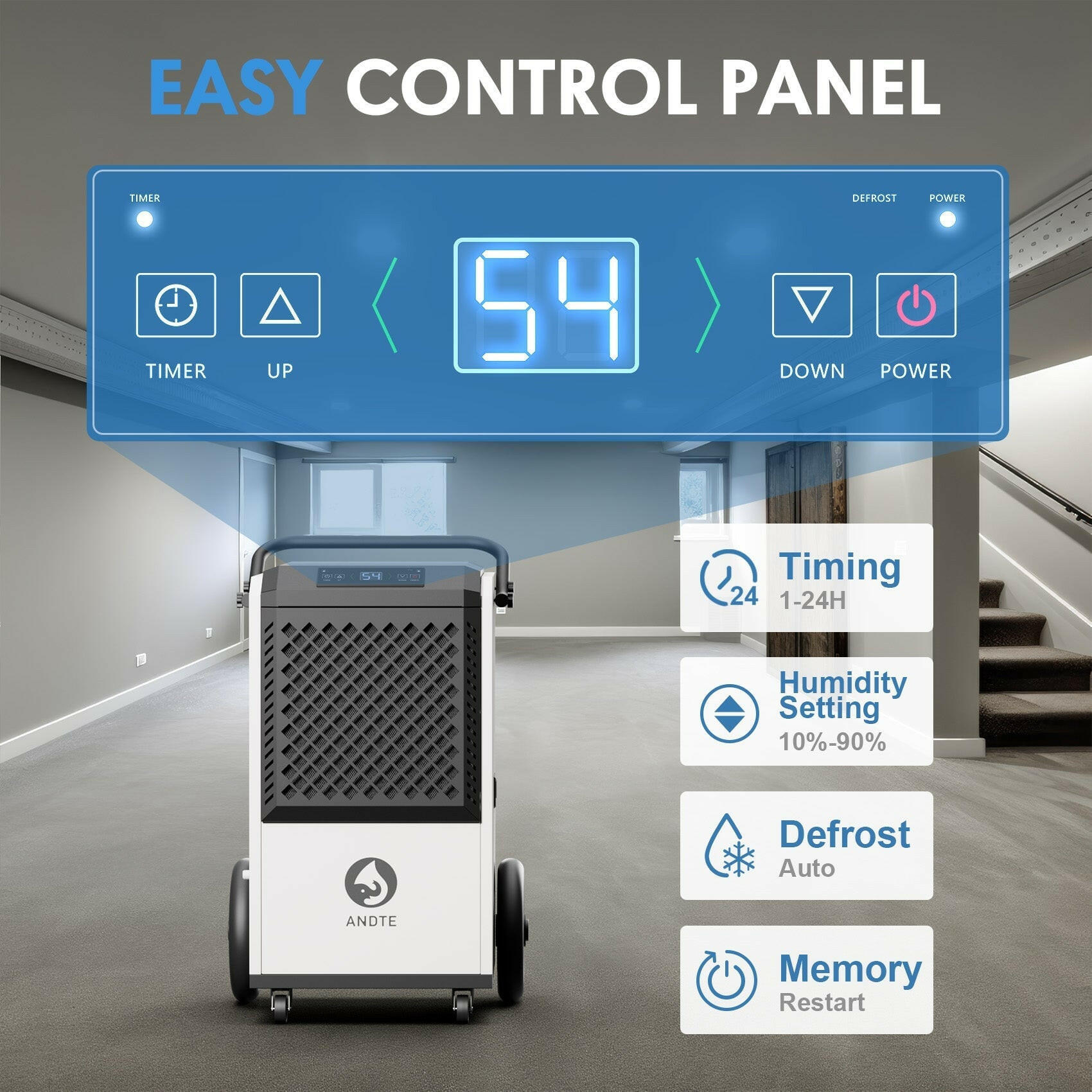 ANDTE DE260 commercial dehumidifier control panel