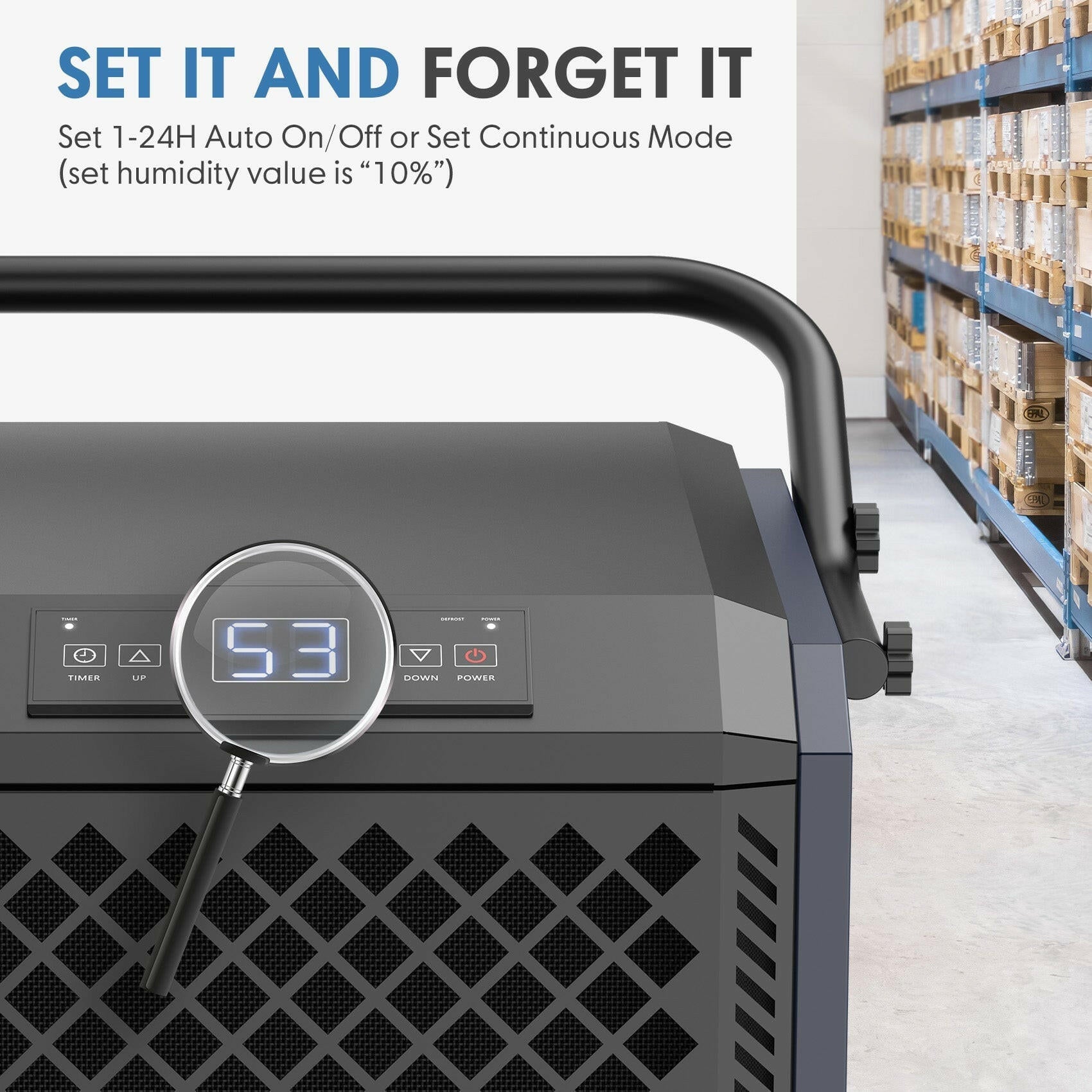 ANDTE DE305 commercial dehumidifier 1-24H auto on/off and mode set