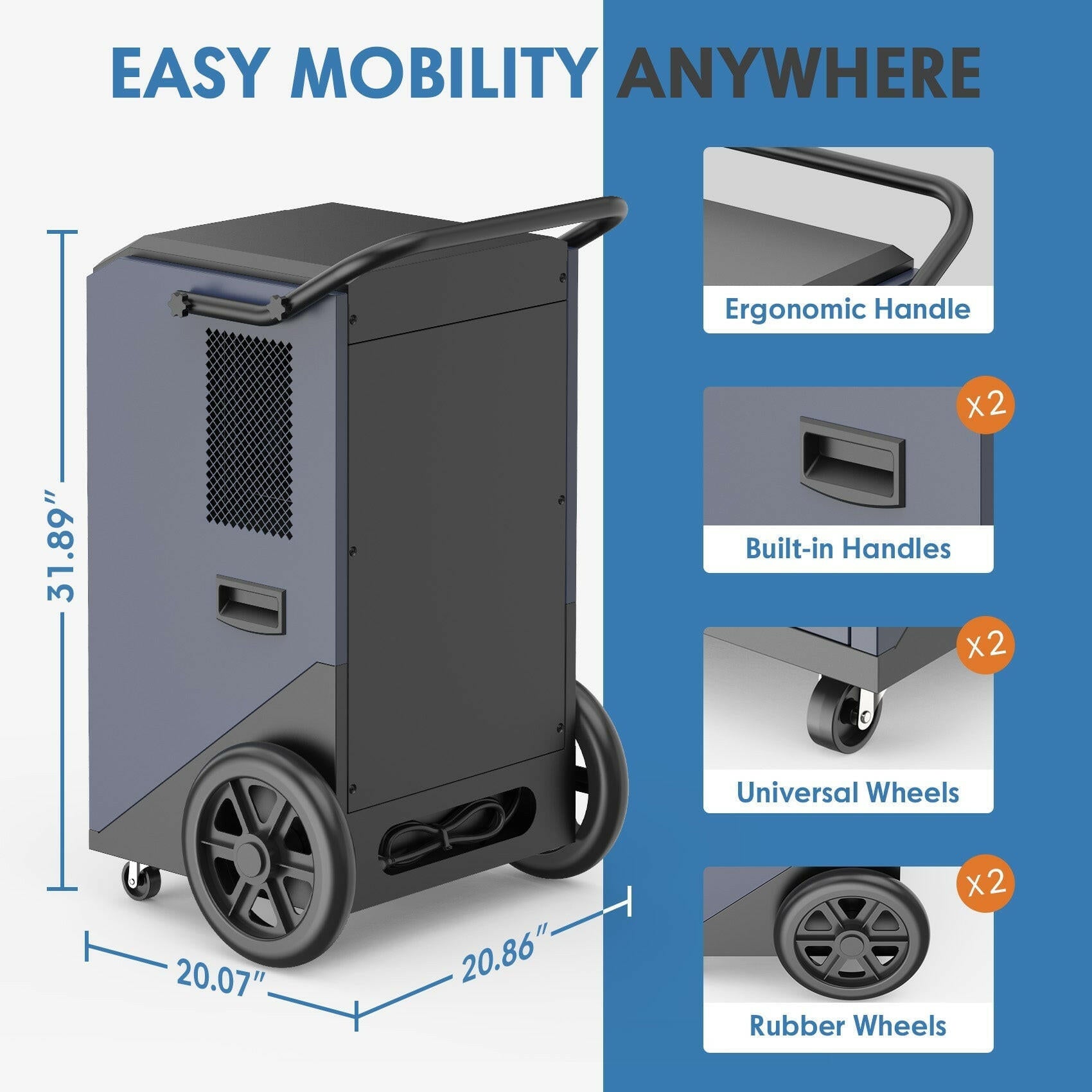 Andte DE305 dehumidifier size