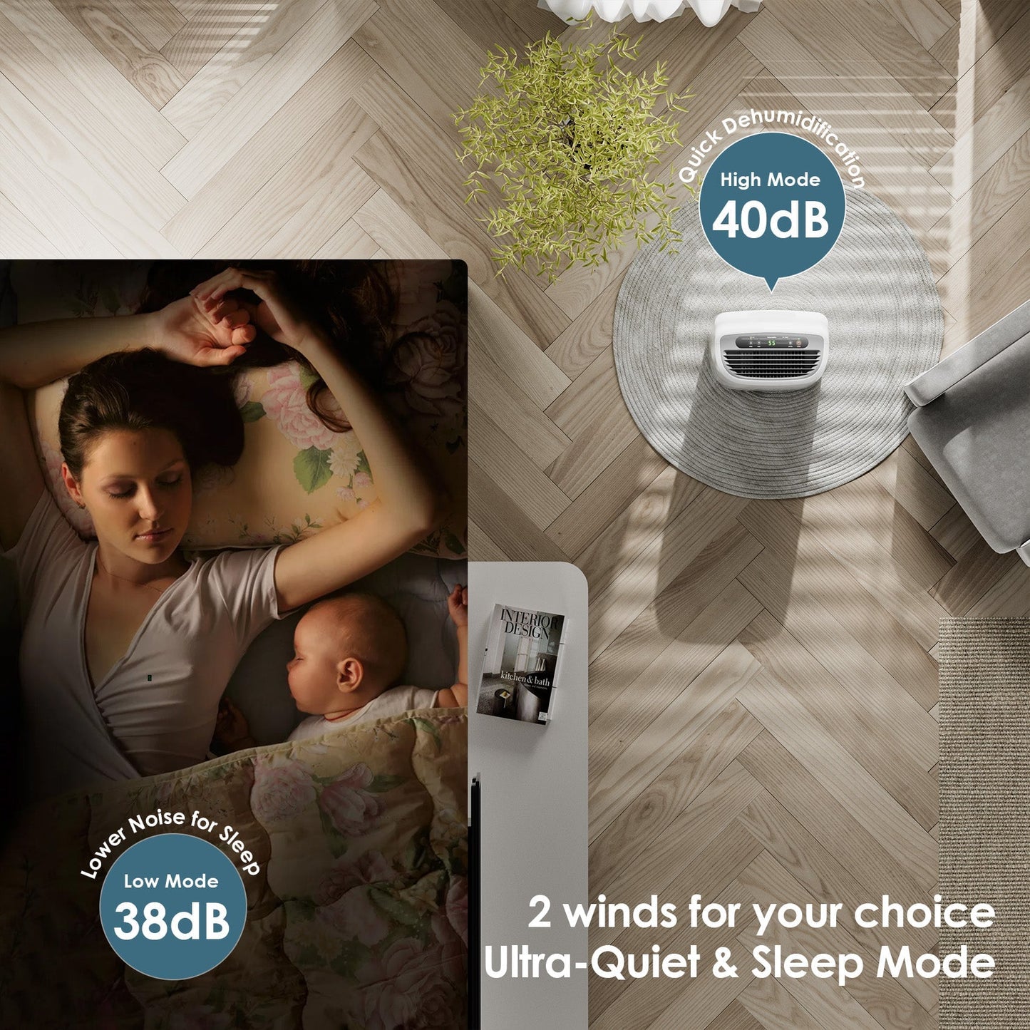 ANDTE PD161A home dehumidifier low noise for sleep