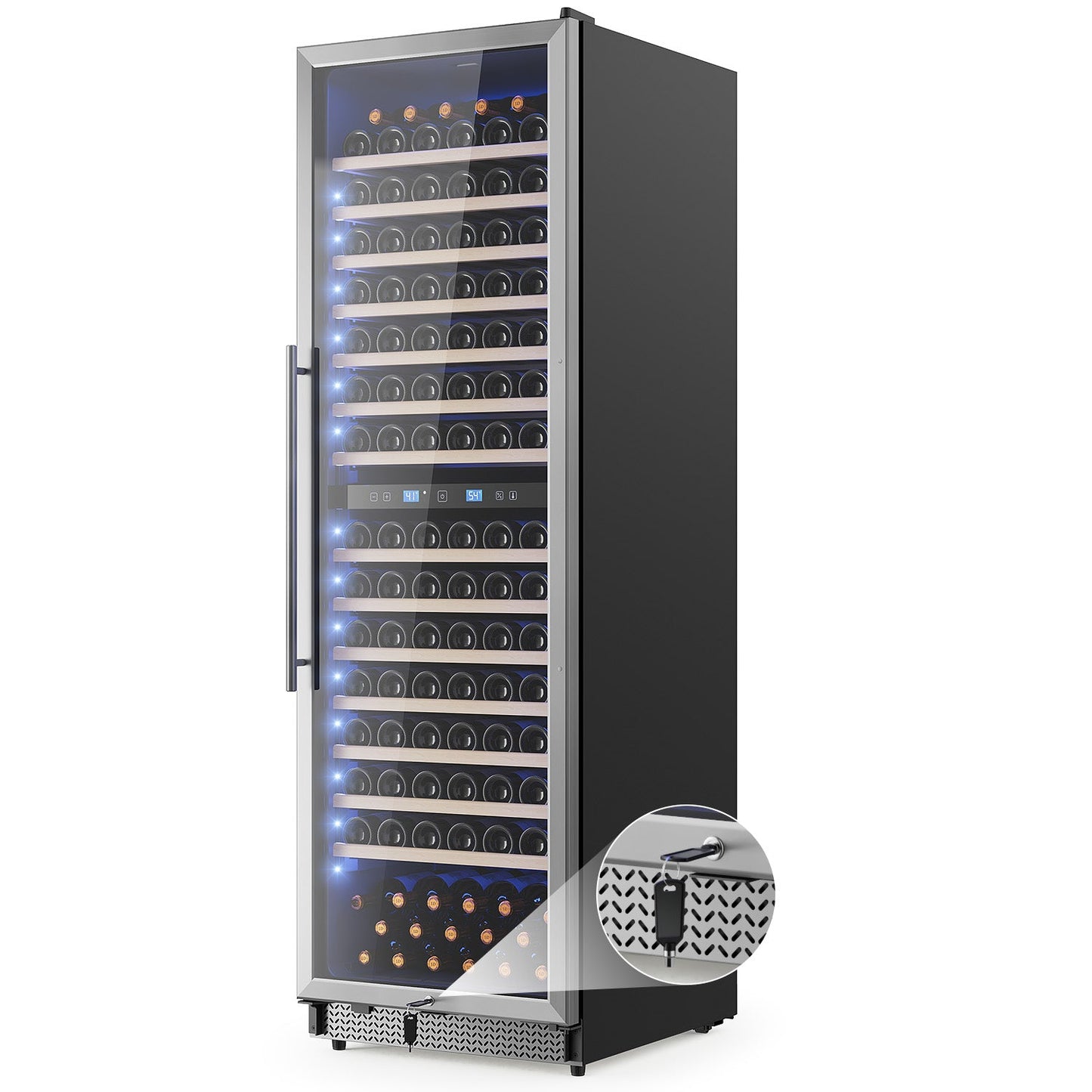 Wine Cooler Refrigerator 24 Inch,177 Bottle Dual Zone Wine Fridge Freestanding/Built-In with Upgraded Compressor, Low-Noise Wine Cellar & Intelligent Temperature Control