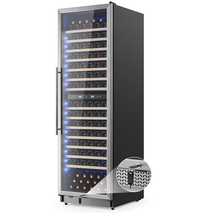 Wine Cooler Refrigerator 24 Inch,177 Bottle Dual Zone Wine Fridge Freestanding/Built-In with Upgraded Compressor, Low-Noise Wine Cellar & Intelligent Temperature Control