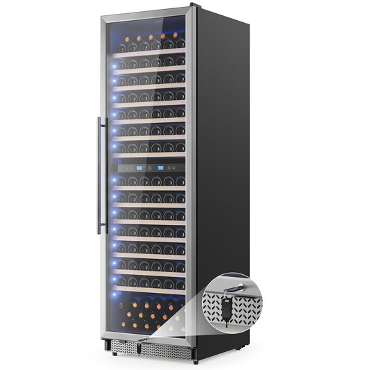 Wine Cooler Refrigerator 24 Inch,177 Bottle Dual Zone Wine Fridge Freestanding/Built-In with Upgraded Compressor, Low-Noise Wine Cellar & Intelligent Temperature Control
