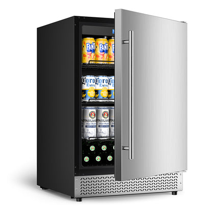 24’’Outdoor Beverage Refrigerator, Built-In or Freestanding Drink Fridge 180 Cans, Undercounter Waterproof Stainless Steel Door, Outdoor Refrigerator for Patio & Commercial Use for Beer, Soda, Wine