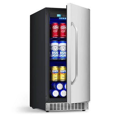 15In Outdoor Mini Fridge, 92Cans Outdoor Beverage Refrigerator for Patio and Soda Beer Wine-Kitchen Bar Office