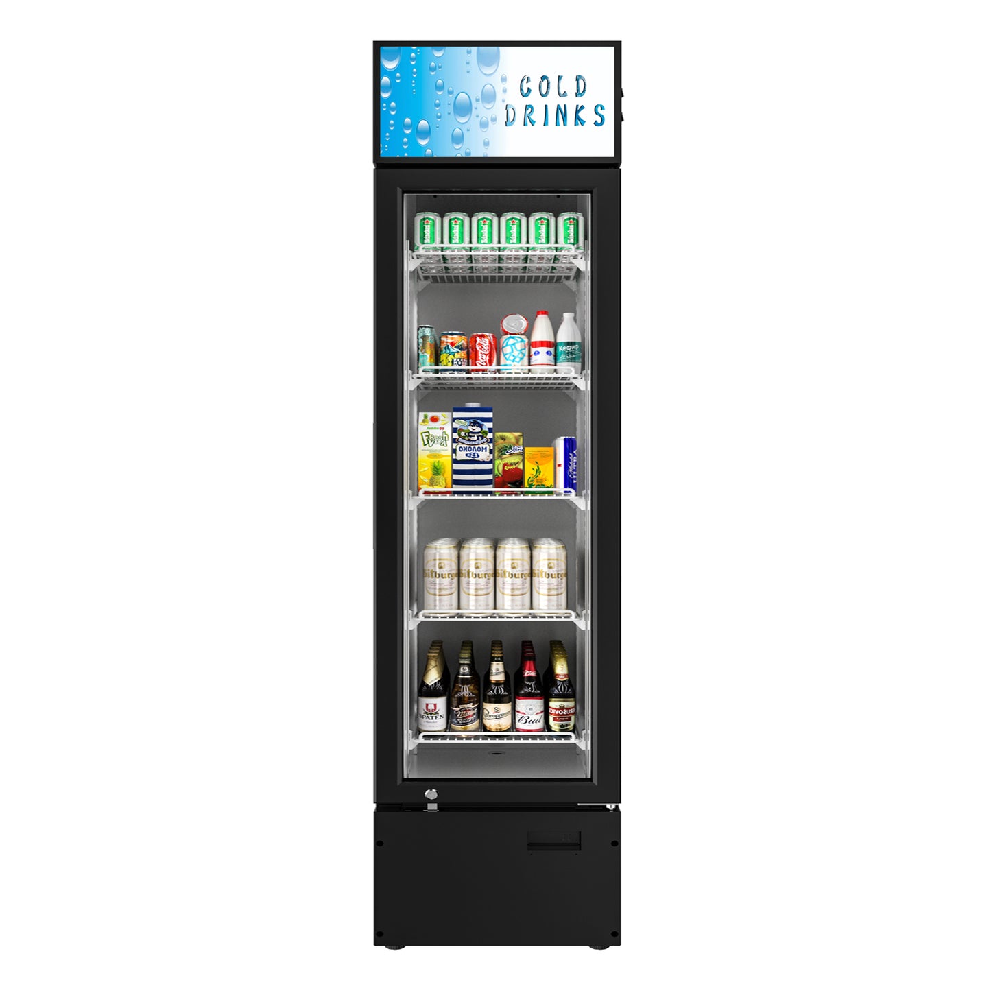 Commercial Merchandiser Refrigerator, One Glass Door, 6 cu.ft, Upright Display Beverage Cooler