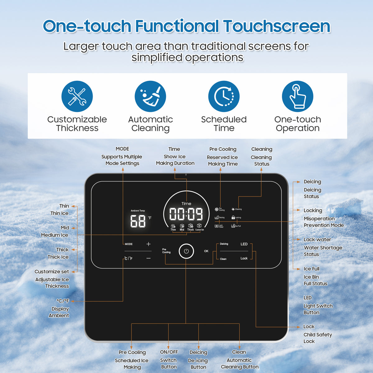 Commercial Ice Maker 550 Lbs/24H Commercial Ice Maker Machine Industrial Ice Machine with 400Lbs Storage, Ice Ready in 5-12 min, Stainless Steel Ice Maker for Bar Cafe Business Restaurant