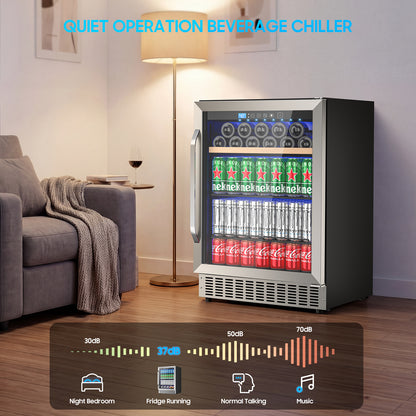 16 Bottle 118 Can Wine Cooler/Cabinet Beverage Refrigerator Mini Wine Cellar Beer Soda Clear Glass Door Bar Fridge Quiet Compressor Adjust Temp Freestanding Indoor Use 4.9Cu.ft