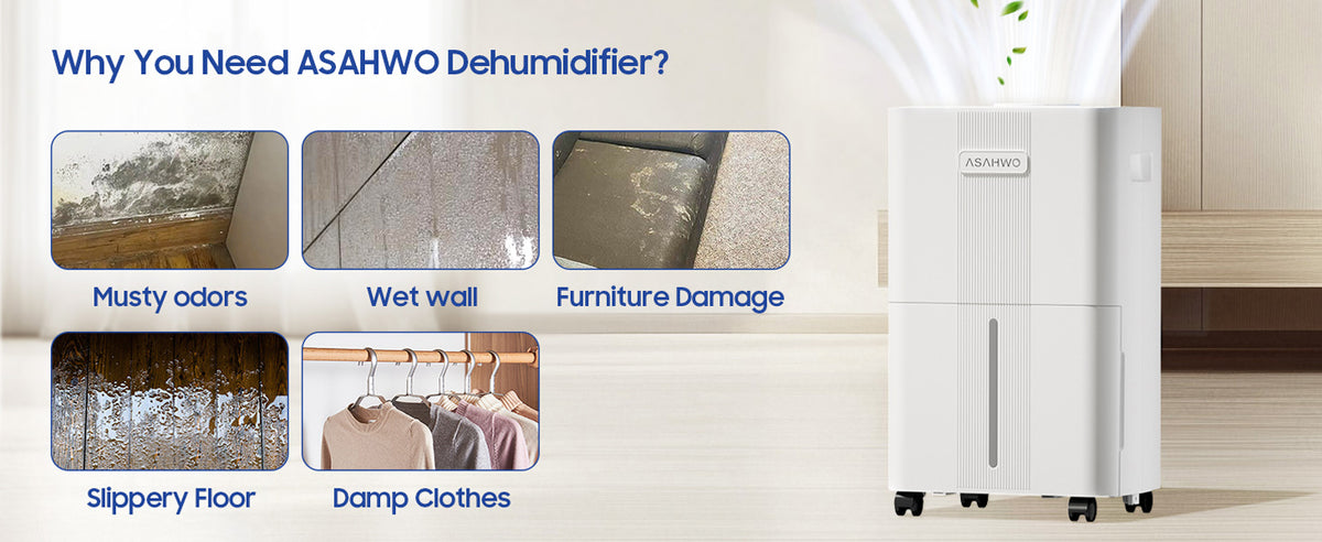 ASAHWO 1600 Sq.ft Dehumidifier for Home, 21 Pints Dehumidifier for Basement with Drain Hose, Quiet Dehumidifiers Smart Humidity Control, 24H Timer, 3 Modes, Portable for Bedroom,Bathroom