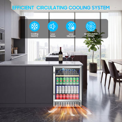 16 Bottle 118 Can Wine Cooler/Cabinet Beverage Refrigerator Mini Wine Cellar Beer Soda Clear Glass Door Bar Fridge Quiet Compressor Adjust Temp Freestanding Indoor Use 4.9Cu.ft