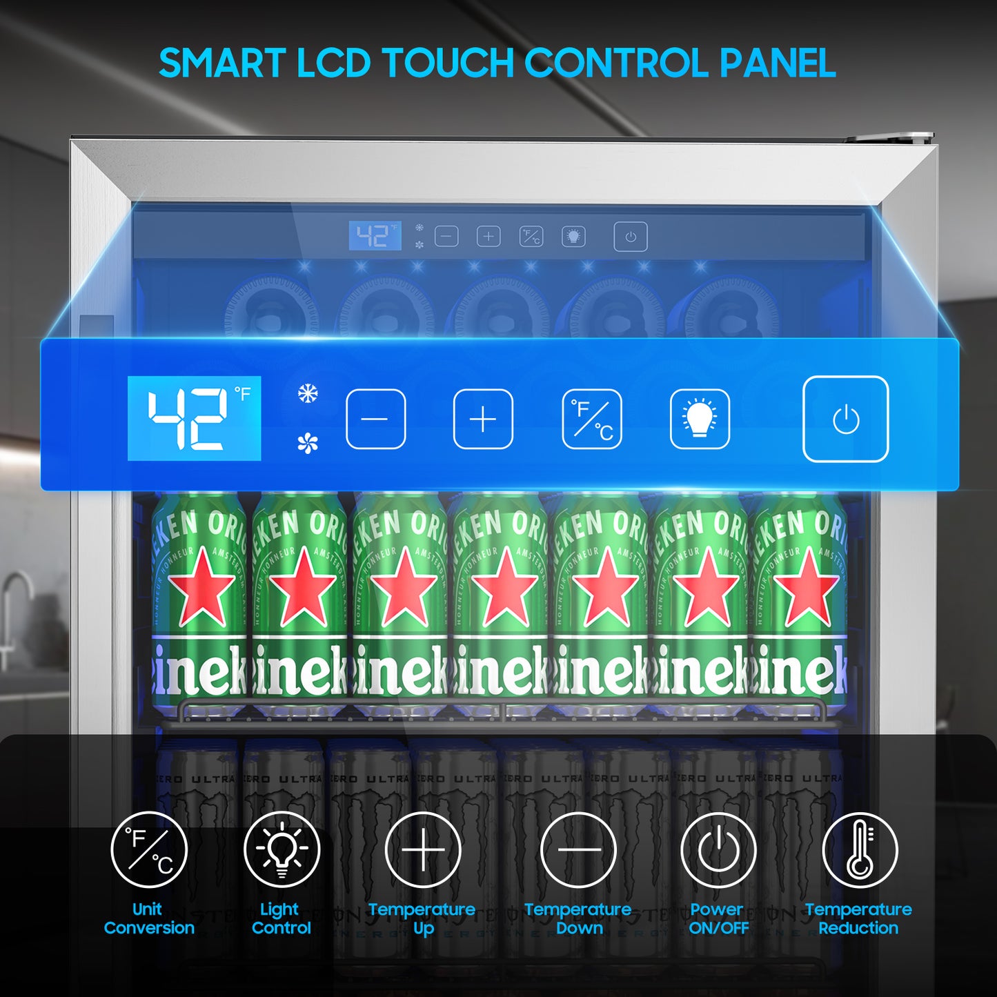 16 Bottle 118 Can Wine Cooler/Cabinet Beverage Refrigerator Mini Wine Cellar Beer Soda Clear Glass Door Bar Fridge Quiet Compressor Adjust Temp Freestanding Indoor Use 4.9Cu.ft