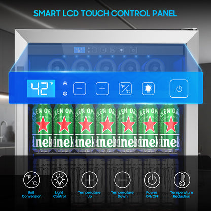 16 Bottle 118 Can Wine Cooler/Cabinet Beverage Refrigerator Mini Wine Cellar Beer Soda Clear Glass Door Bar Fridge Quiet Compressor Adjust Temp Freestanding Indoor Use 4.9Cu.ft