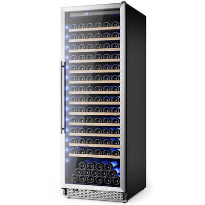 158-Bottle Wine Cooler Refrigerator Suitable for Mixed Bottle Sizes, 24 Inch Wine Refrigerator Freestanding with Professional Temperature Control System, Low Noise Operation