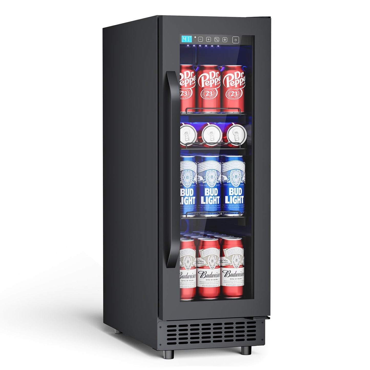 60 Cans Beverage Refrigerator with Double-Layer Glass Door, Digital Temperature Control, LED Lgiht for Home, Bar, Office