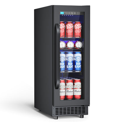 60 Cans Beverage Refrigerator with Double-Layer Glass Door, Digital Temperature Control, LED Lgiht for Home, Bar, Office