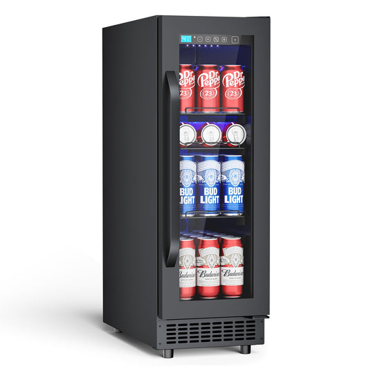 60 Cans Beverage Refrigerator with Double-Layer Glass Door, Digital Temperature Control, LED Lgiht for Home, Bar, Office