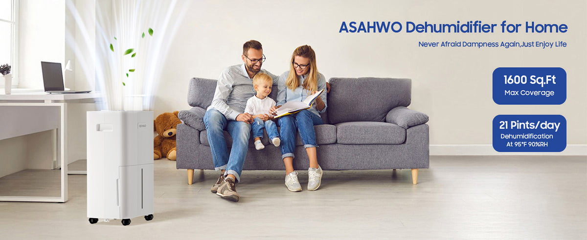 ASAHWO 1600 Sq.ft Dehumidifier for Home, 21 Pints Dehumidifier for Basement with Drain Hose, Quiet Dehumidifiers Smart Humidity Control, 24H Timer, 3 Modes, Portable for Bedroom,Bathroom