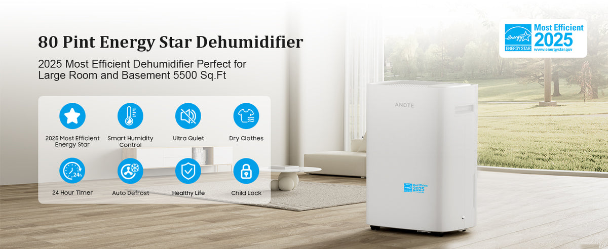 80 Pints Energy Star Home Dehumidifier, 5500 Sq.Ft Dehumidifier for Basement and Home, Large Room Dehumidifiers with Drain Hose & Water Tank, 24H Timer, Auto Defrost, Dry Clothes