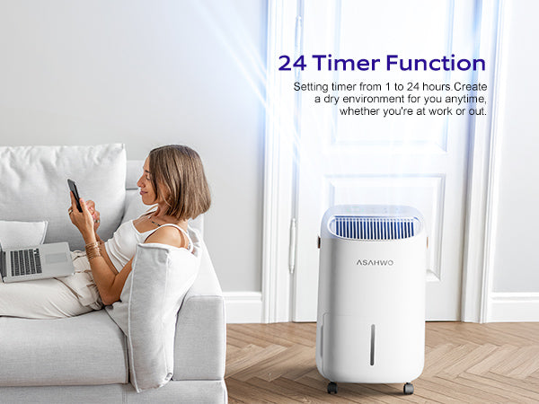 ASAHWO 45Pints Energy Star Dehumidifier for Basement, 4500 Sq.Ft Home Dehumidifier Large Room Dehumidifiers with Drain Hose for Bathroom Living room, Smart Humidity Control, Touch Control Panel