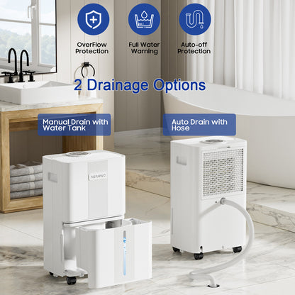 1600 Sq.ft Dehumidifier for Home, 21 Pints Dehumidifier for Basement with Drain Hose, Quiet Dehumidifiers Smart Humidity Control, 24H Timer, 3 Modes, Portable for Bedroom,Bathroom
