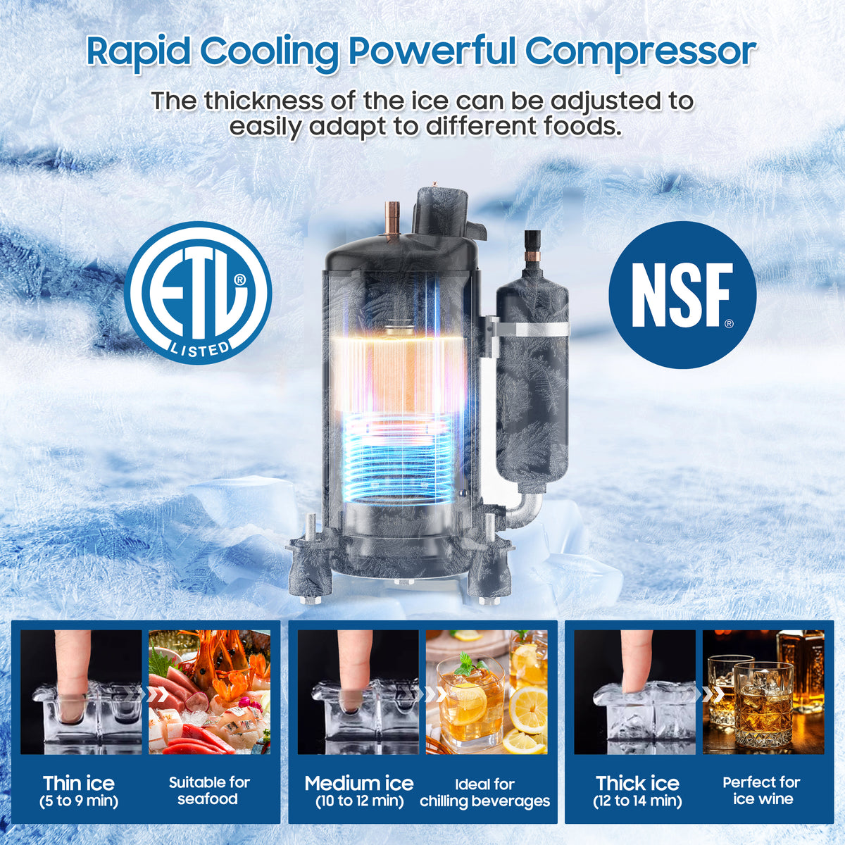 Commercial Ice Maker 550 Lbs/24H Commercial Ice Maker Machine Industrial Ice Machine with 400Lbs Storage, Ice Ready in 5-12 min, Stainless Steel Ice Maker for Bar Cafe Business Restaurant
