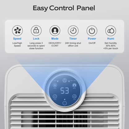 1600 Sq.ft Dehumidifiers for Home, Glowells 21 Pints Dehumidifier with Drain Hose for Basement, Smart Humidity Control Moisture Removal, 3 Operation Modes for RV, Bathroom, Bedroom