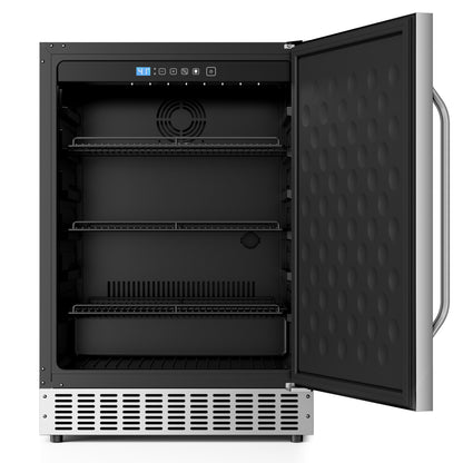 Built-In or Freestanding Drink Fridge 180 Cans, Outdoor Beverage Refrigerator 24’’, Undercounter Waterproof Stainless Steel Door, Outdoor Refrigerator for Patio & Commercial Use for Beer, Soda, Wine