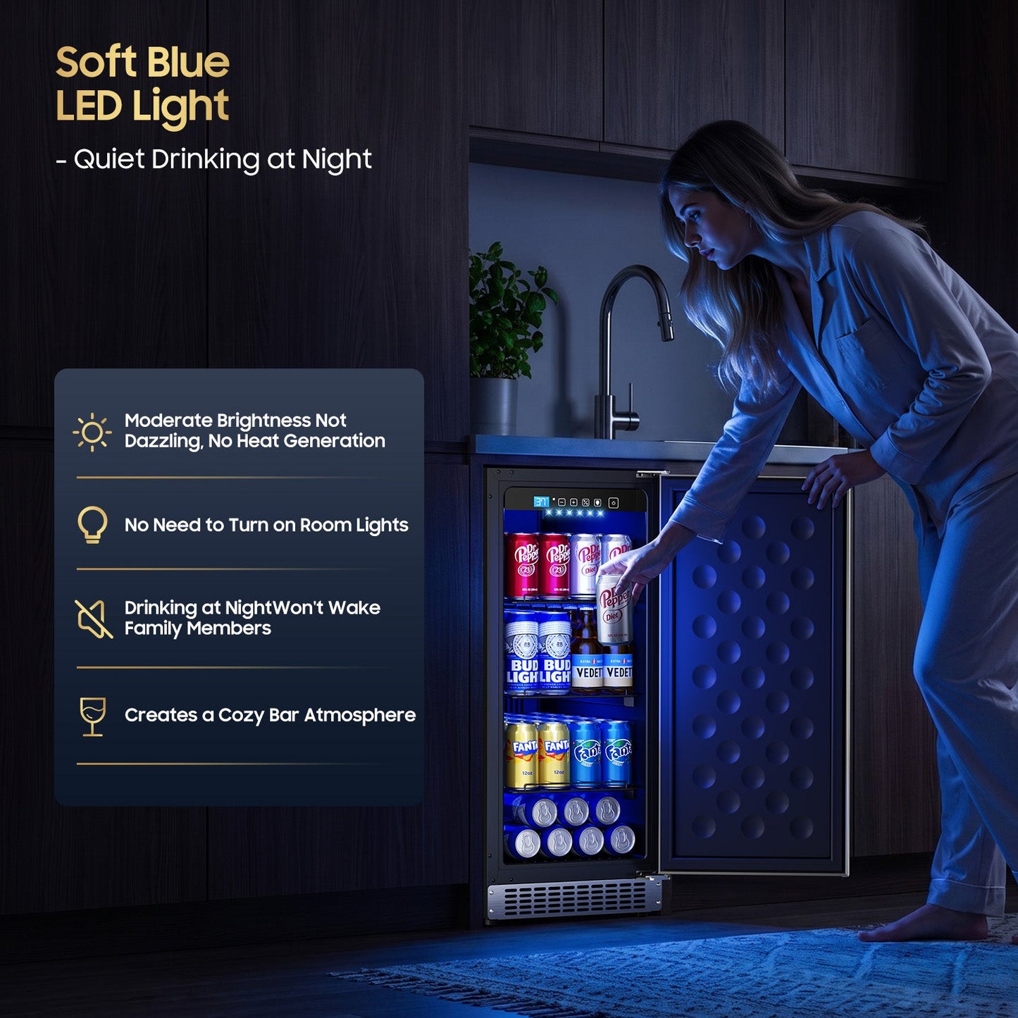 15In Outdoor Mini Fridge, 92Cans Outdoor Beverage Refrigerator for Patio and Soda Beer Wine-Kitchen Bar Office