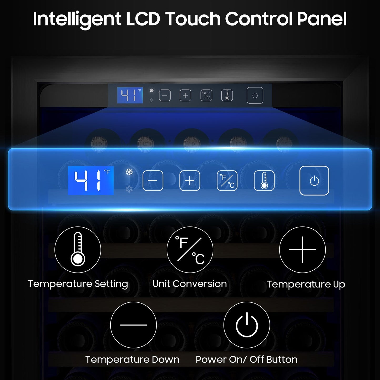 24 Inch Wine Cooler Refrigerator,187 Bottles Large Wine Fridge Freestanding Tall Wine Cooler with Upgraded Compressor, Low Noise and Elegant Design for The Wine Lovers