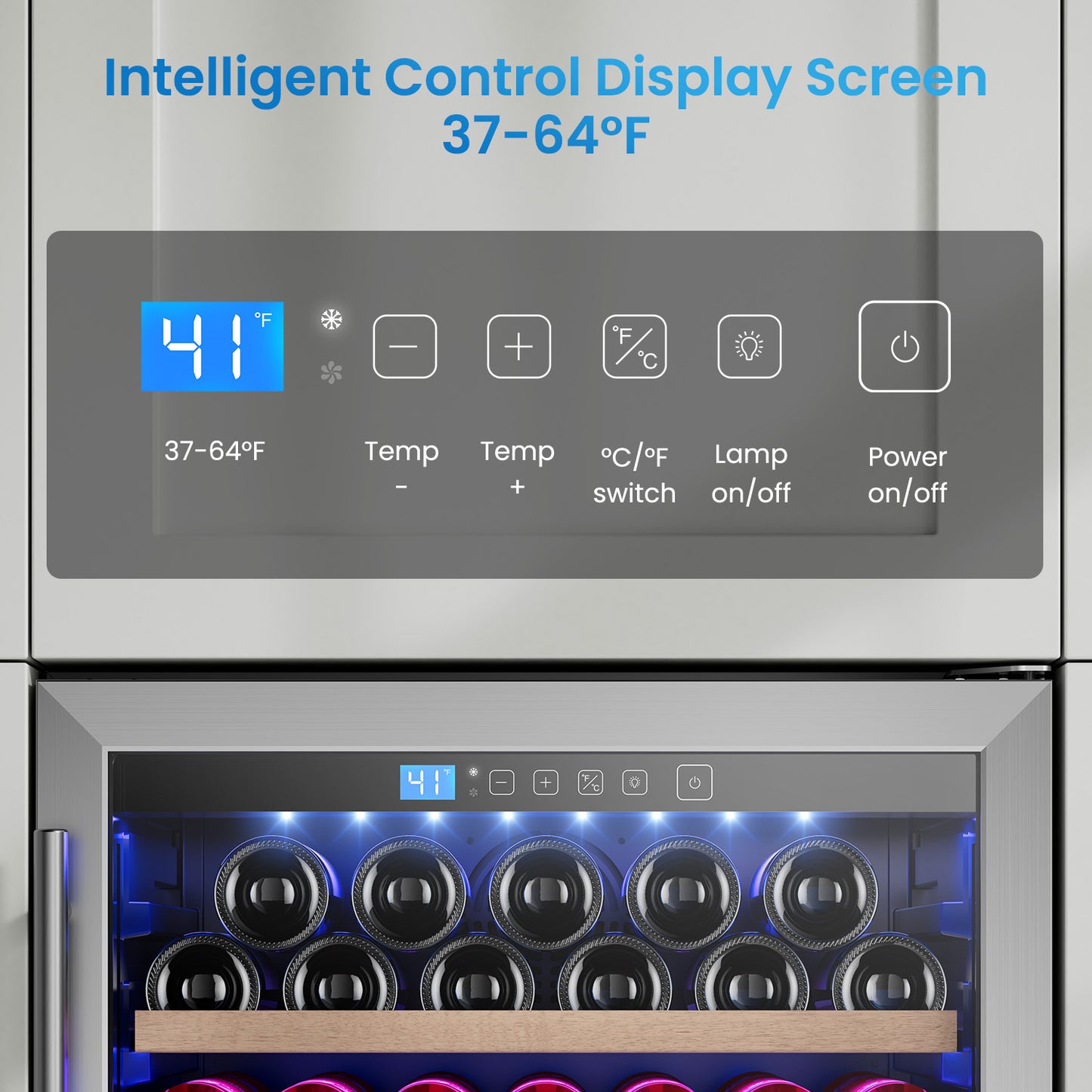 Mini Fridge 24 Inch Under Counter Beverage and Wine Cooler Refrigerator Built-in or Freestanding - 118 Cans & 16 Bottles Capacity with LED Light Glass Door