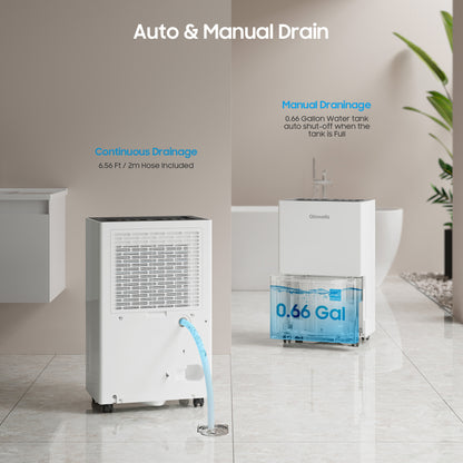 52 Pints Portable Dehumidifier for Basements and Homes with Drain Hose, Covers up to 4500 Sq Ft, Removes up to 50 Pints of Moisture per Day (95°F, 95% RH)