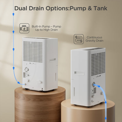 AVAHUM 150 Pints Dehumidifiers with Pump with Drainage Hose for Home Large Room for Bathroom for Basement Covers up to 8000 Sq.Ft
