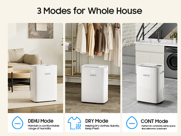 ANDTE 120 Pints Dehumidifier for Basement and Home, 6500 Sq.Ft Large Room Dehumidifiers with Drain Hose for Bathroom Living room Carwl Space, Smart Humidity Control, Touch Control Panel