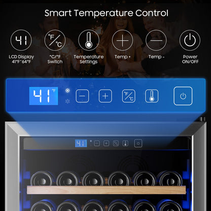 158-Bottle Wine Cooler Refrigerator Suitable for Mixed Bottle Sizes, 24 Inch Wine Refrigerator Freestanding with Professional Temperature Control System, Low Noise Operation