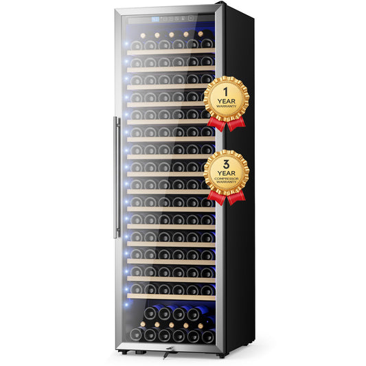 24 Inch Wine Cooler Refrigerator,187 Bottles Large Wine Fridge Freestanding Tall Wine Cooler with Upgraded Compressor, Low Noise and Elegant Design for The Wine Lovers