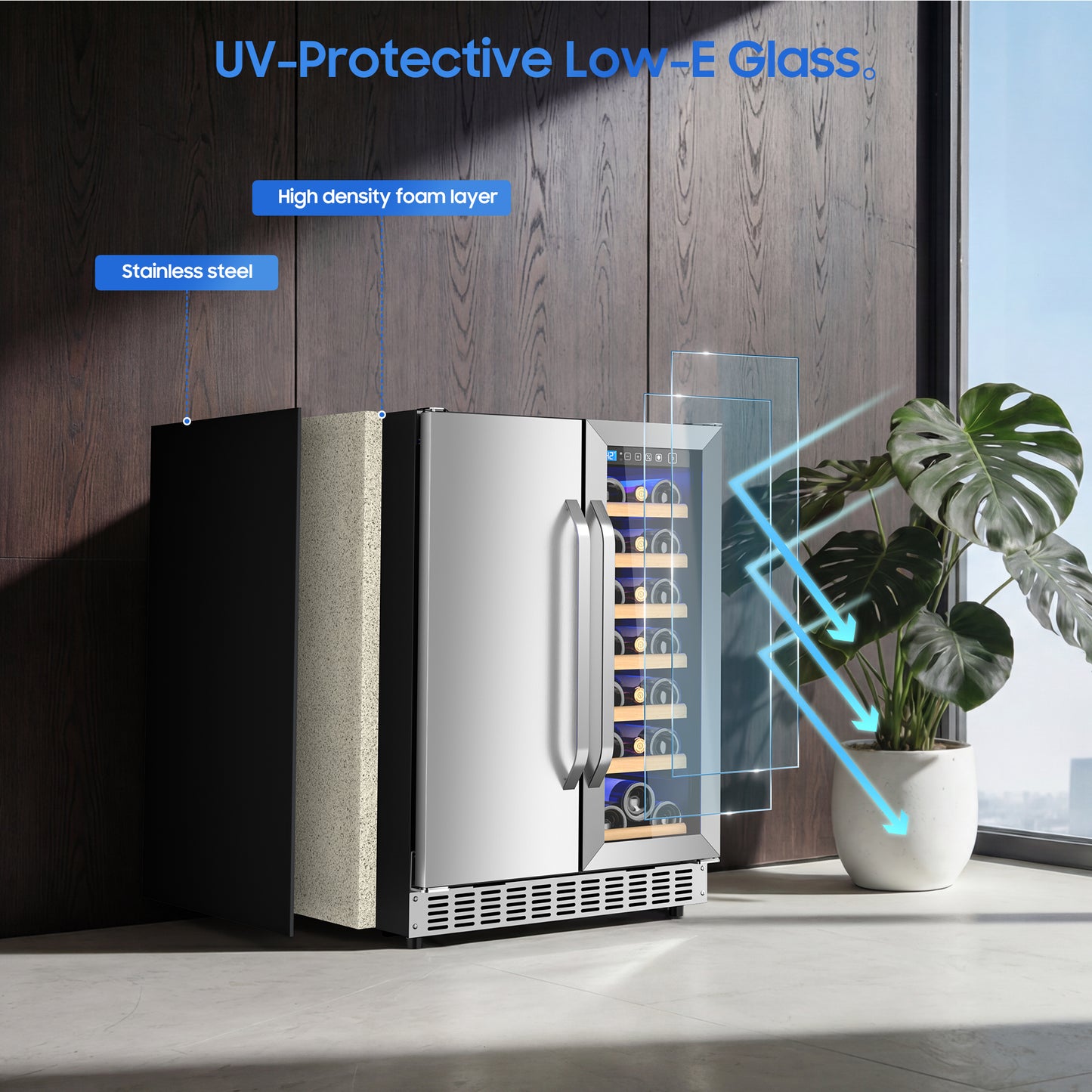 Holds 21 Bottles and 88 Cans Wine and Beverage Refrigerator, 24” Daul Zone Wine Fridge, Freestanding Under Counter Refrigerator, Stainless Steel Beverage Cooler with Adjustable Shelves