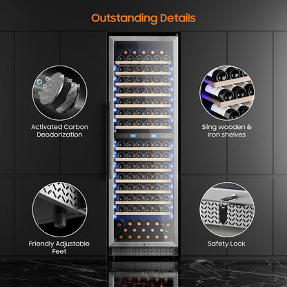 Wine Cooler Refrigerator 24 Inch,177 Bottle Dual Zone Wine Fridge Freestanding/Built-In with Upgraded Compressor, Low-Noise Wine Cellar & Intelligent Temperature Control